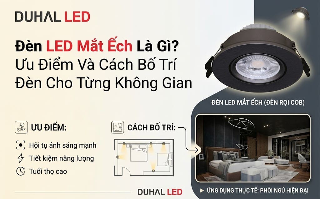Đèn led downlight mắt ếch - Khái niệm, ưu điểm, cách bố trí không gian